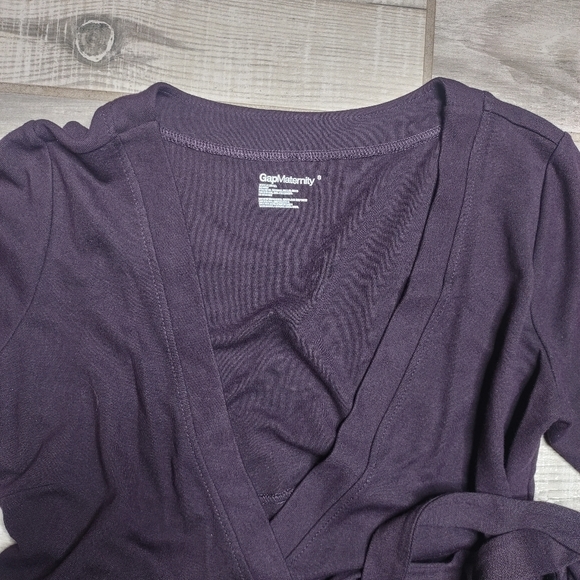 Gap Maternity Purple Short Sleeve Cardigan with Tie, Half Sleeves Size S - Picture 5 of 9